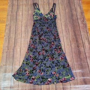 WAYF Womens Dress Navy Rose M Sedona Bias Velvet Burnout Sleeveless V-Neck